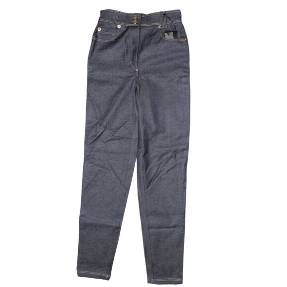 $795 Versace Jeans Women's Dark Blue Gold Medusa Jeans Pants Size 25,27,28,32 - Picture 2 of 10